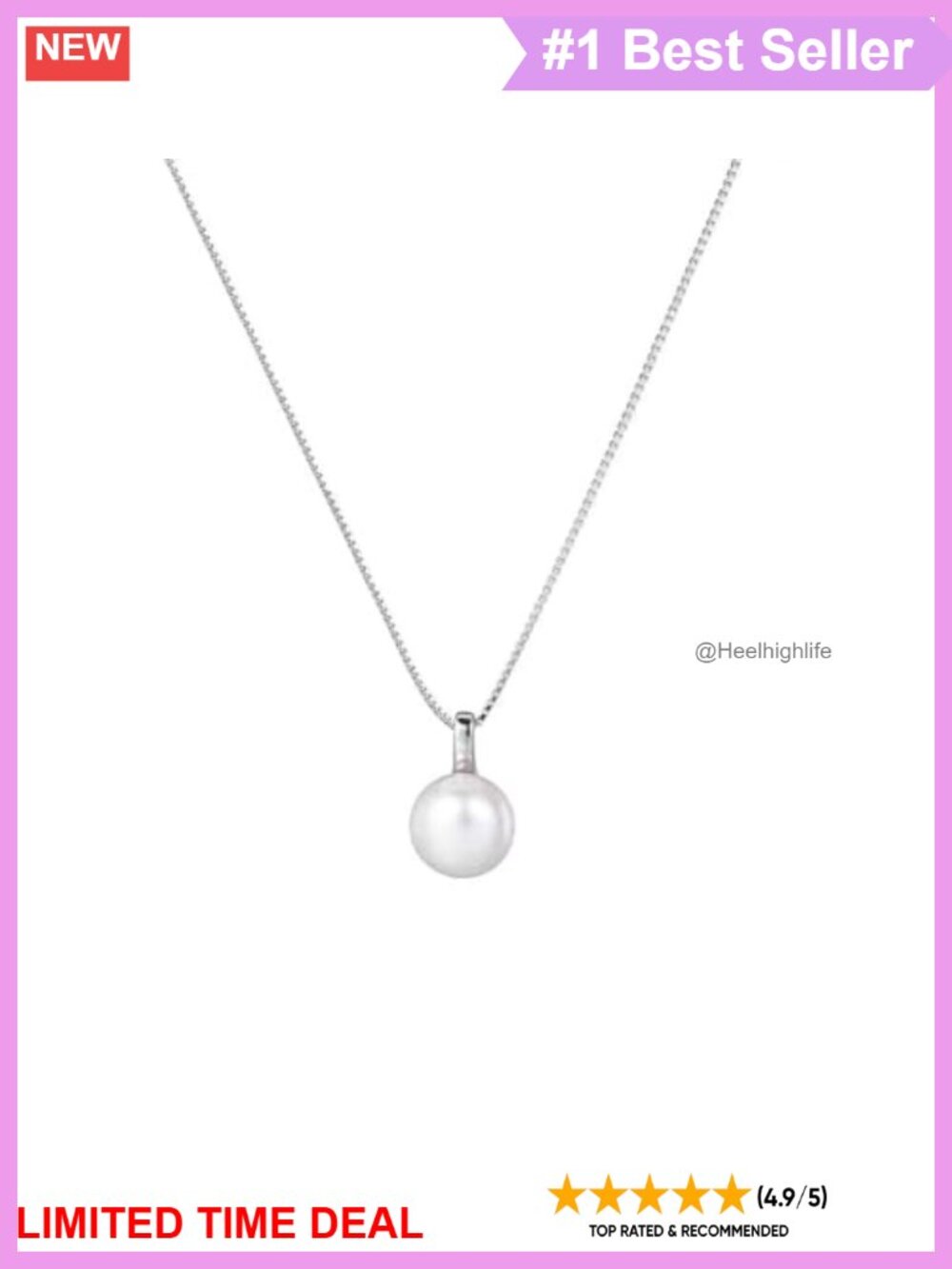 White Gold Plated Pearl Drop Pendant Necklace Adjustable Chain